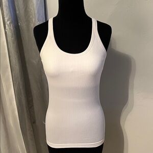 Lululemon Athletica White Ribbed Tank Top